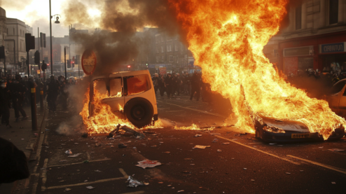 esplosione gran bretagna fuoco proteste rivolte